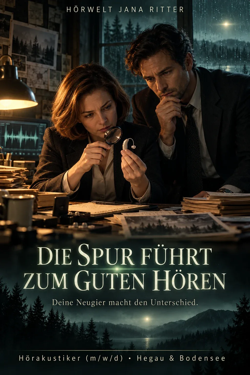 Motiv zur Recruiting-Story: Die Spur führt zum guten Hören: Hörakustiker (m/w/d) für die Ear Files im Hegau und am Bodensee