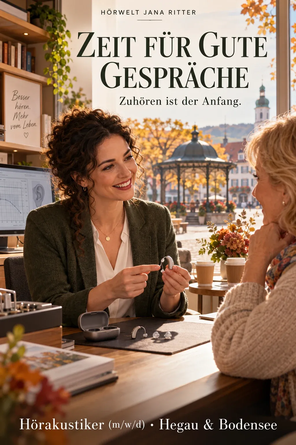 Motiv zur Recruiting-Story: Zeit für gute Gespräche: Deine Gilmore-Girls-Story als Hörakustiker (m/w/d) im Hegau und am Bodensee