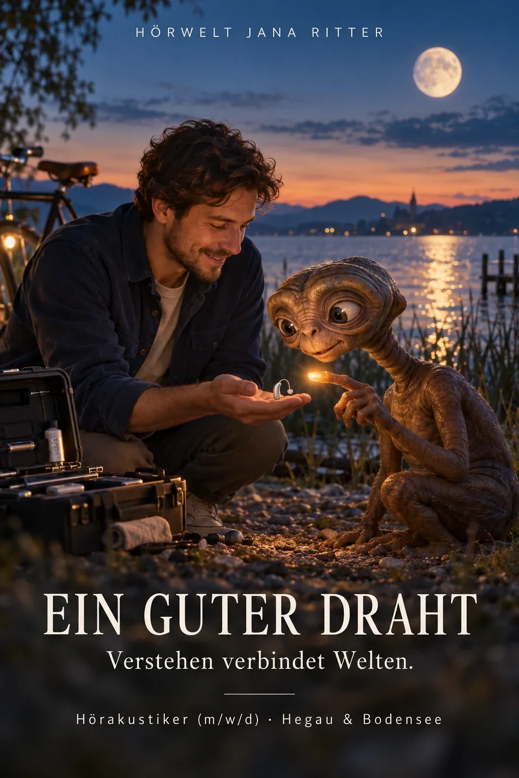 Motiv zur Recruiting-Story: Ein guter Draht: Die E.T.-inspirierte Jobgeschichte für Hörakustiker (m/w/d) im Hegau