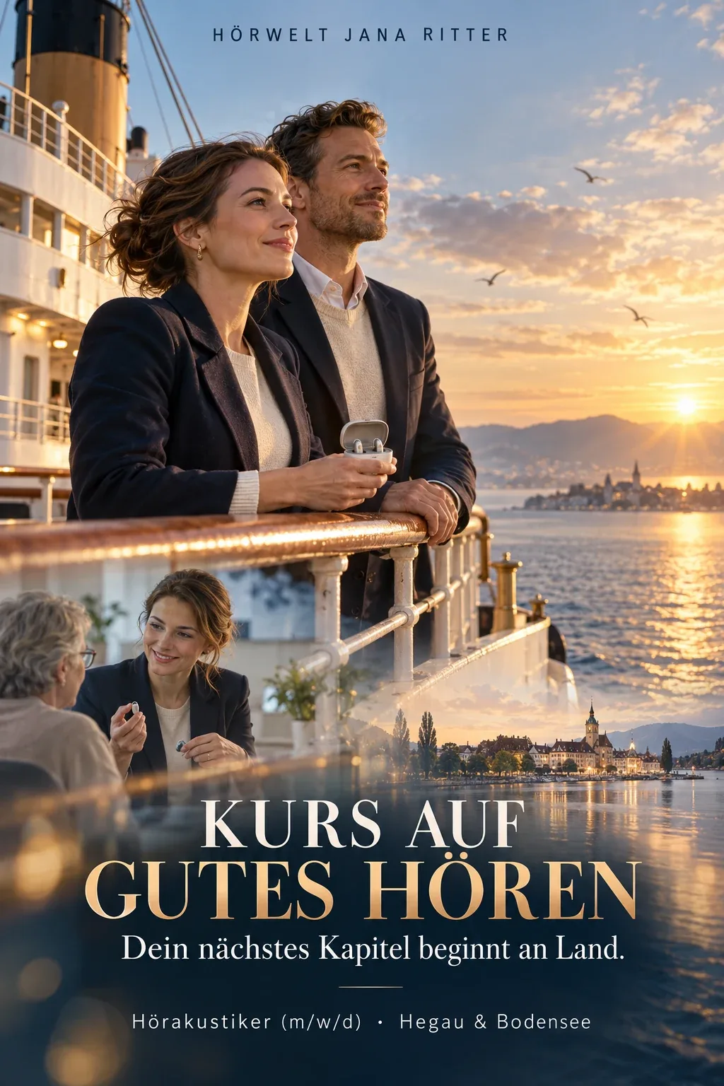Motiv zur Recruiting-Story: Kurs auf gutes Hören: Eine Titanic-inspirierte Karrierestory für Hörakustiker (m/w/d) am Bodensee